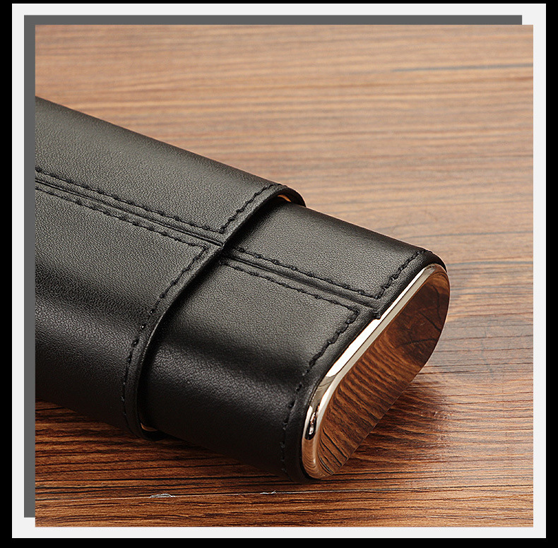 Cigar Leather Case Cigar Moisturizing Leather Case Three-Pack Cigar Carrying Case