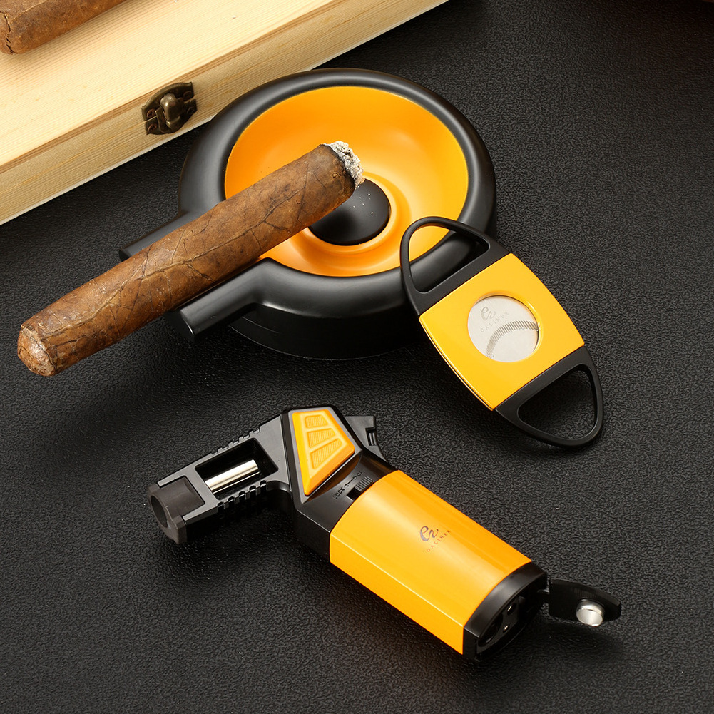 Home Ashtray Cigar Cutter Lighter Set Travel  Cigar Cutter Guillotine Slicing Tobacco Cutting Luxury