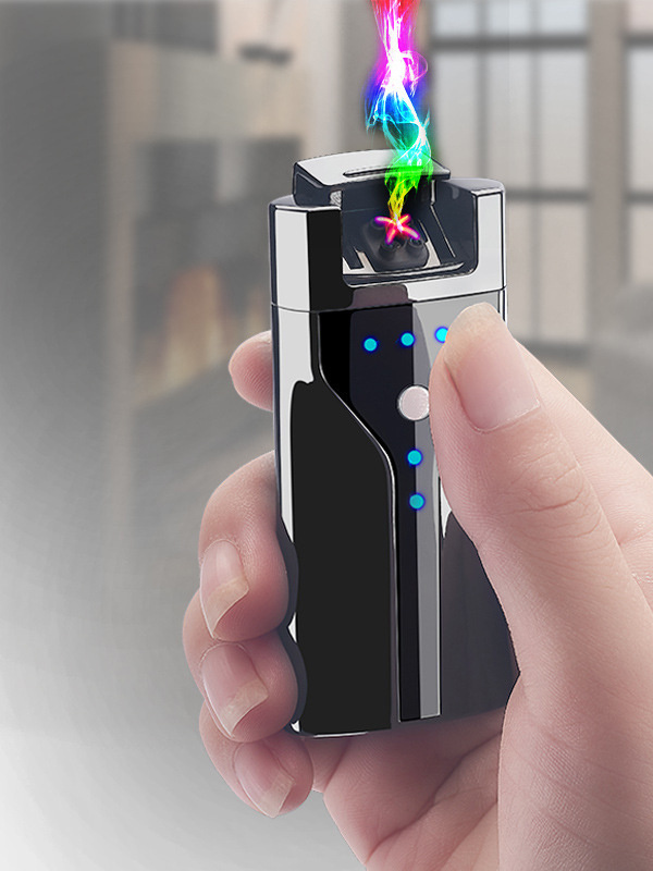 Fingerprint sensing touch double arc rechargeable lighter with lamp USB electronic cigarette lighter gift custom generation