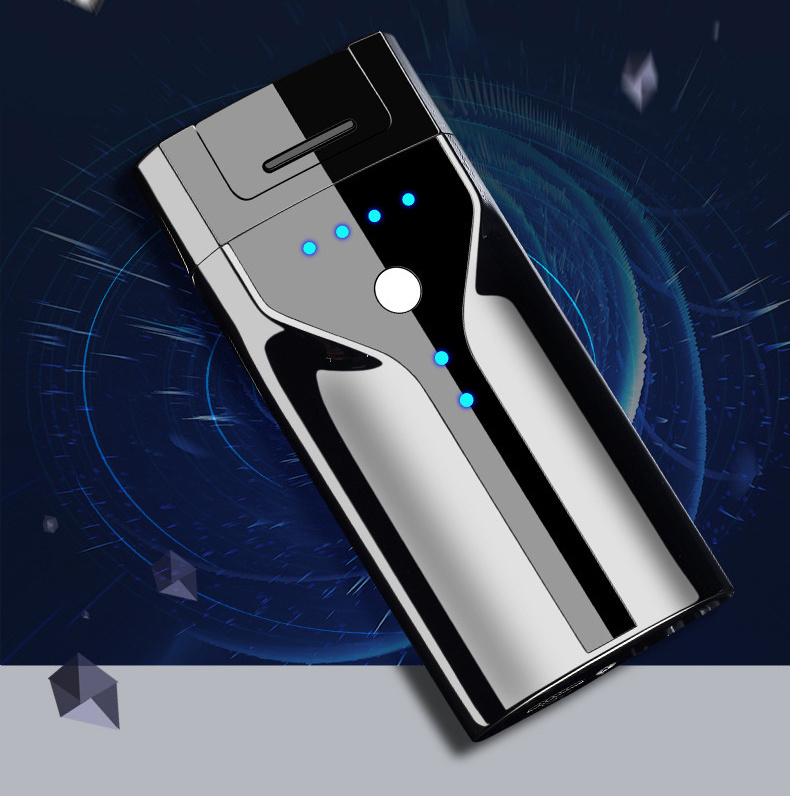 Fingerprint sensing touch double arc rechargeable lighter with lamp USB electronic cigarette lighter gift custom generation