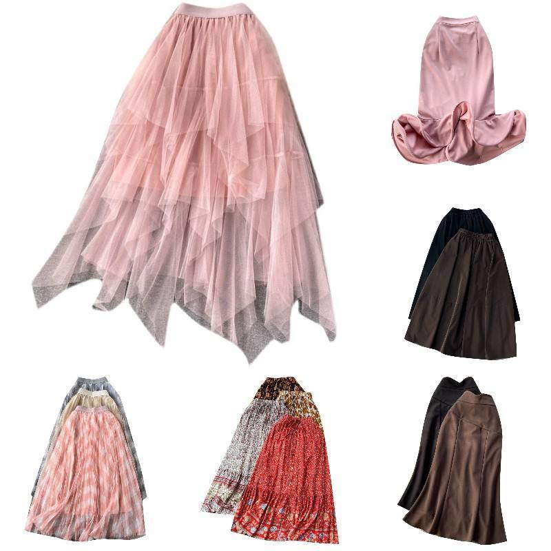 Wholesale Premium Fashion Casual High Waist Skirt 2024 New Summer Loose Slim Elegant Large Swing Women's A-line Skirt