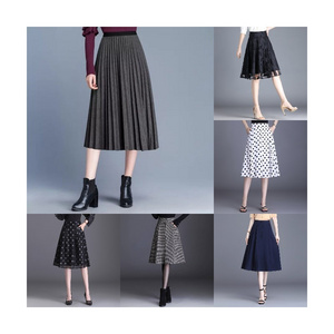 Asymmetric hem pleated skirt solid color professional formal skirt women's office travel skirt