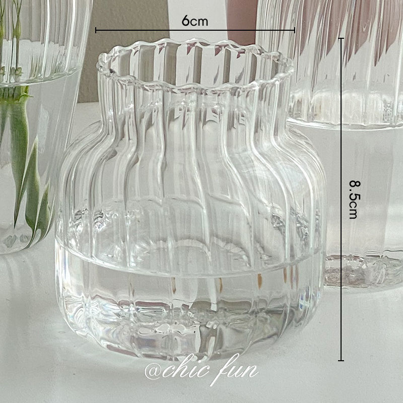 High Quality Borosilicate Glass Ribbed Vase and Storage Jar in Clear