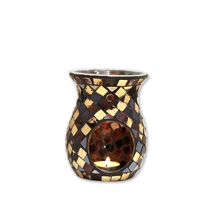 Handmade Artwork Glass Mosaic Craft Essential Oil Burner Tea light Holder Scented Candle Soy Wax Melt Warmer Aromatherapy