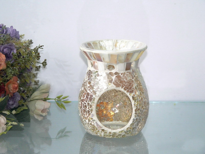 MOP(Mother of Pearl)Round Piece Glass Oil Burner Real Shell