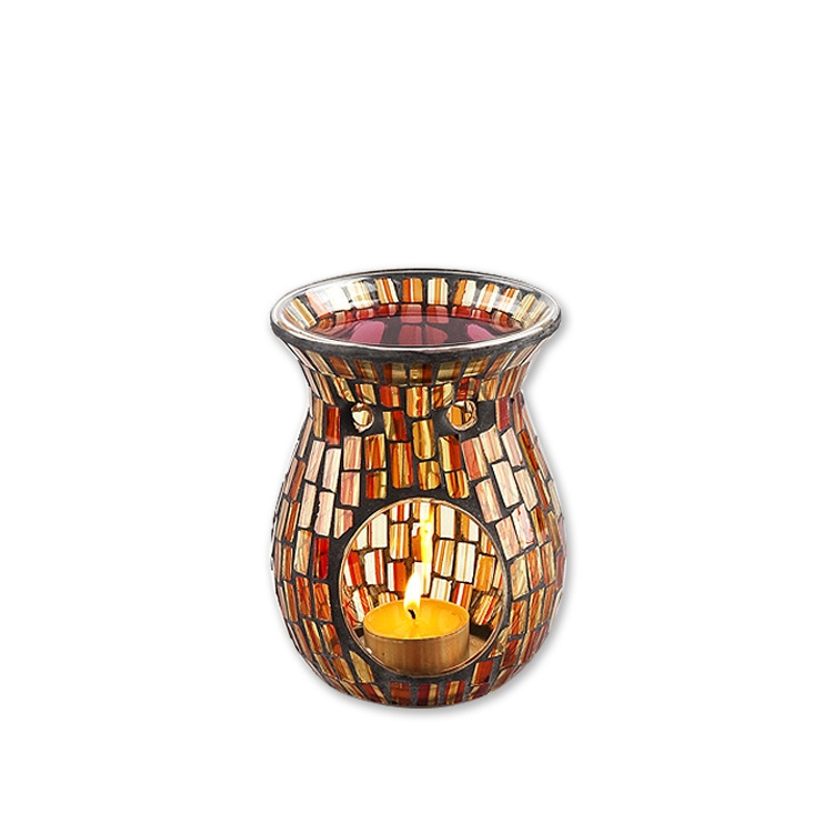 Home Tabletop Luxury Glass Mosaic Fragrance Incense Tealight Candle Holder Wax Melt Warmer Oil Burner