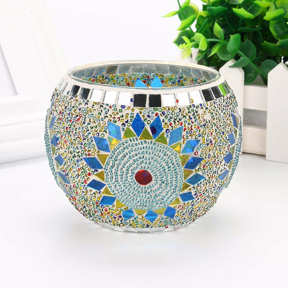 Stained Glass Mosaic Votive Bowl Candle Holder