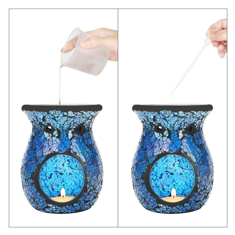 YIXIN WHOLESALE CRACKLE GLASS MOSAIC OIL BURNER TEALIGHT CANDLE BURNER FOR MELTS