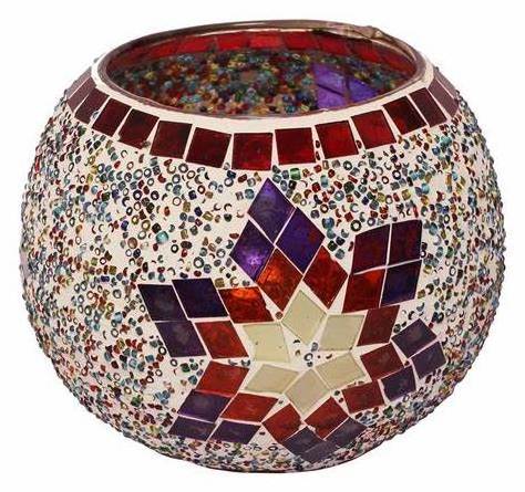 Stained Glass Mosaic Votive Bowl Candle Holder