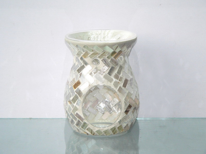 MOP(Mother of Pearl)Round Piece Glass Oil Burner Real Shell