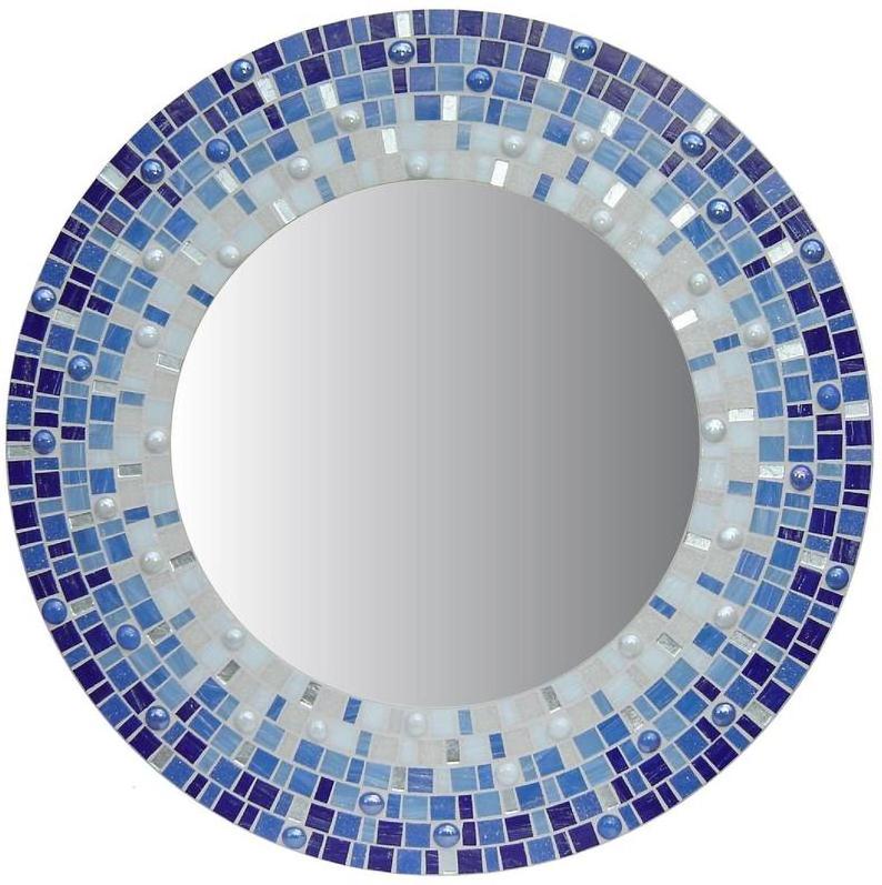 Round Crackle Mosaic Glass Handmade Wall Mirror