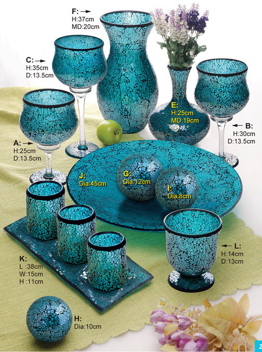 Black and luxcury mosaic glass flower vases with high quality