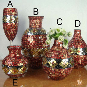 Glass tall goblet wedding centerpieces floor vase ,large mosaic mirror vase