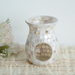 MOP(Mother of Pearl)Round Piece Glass Oil Burner Real Shell