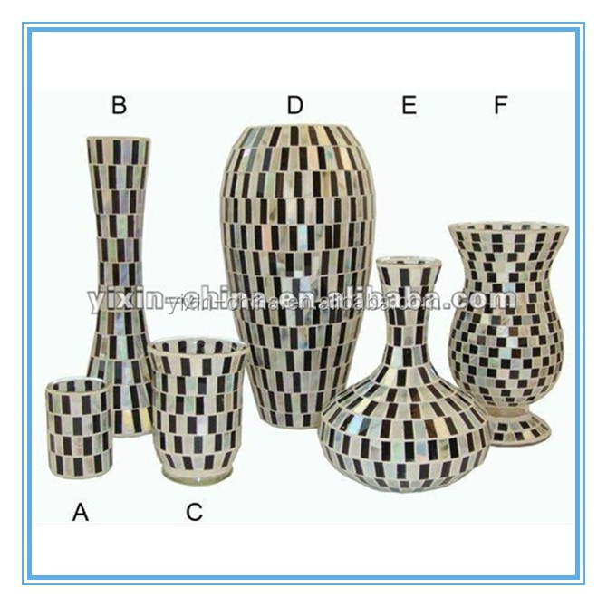 Table Centerpiece Handmade Mosaic Glass Vase with Mosaic Glass Candle Holder Wedding Centerpieces