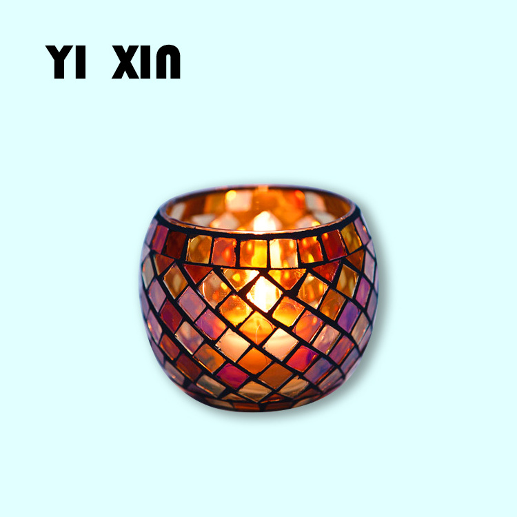 Stained Glass Mosaic Votive Bowl Candle Holder