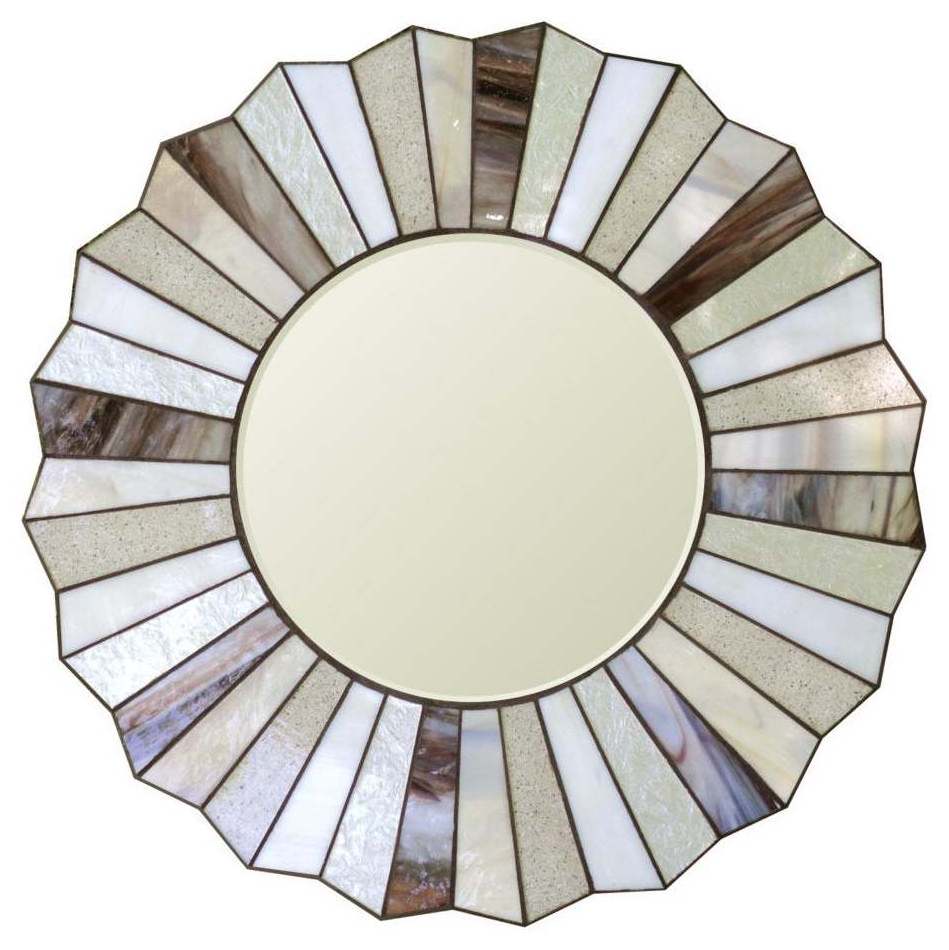 Round Crackle Mosaic Glass Handmade Wall Mirror