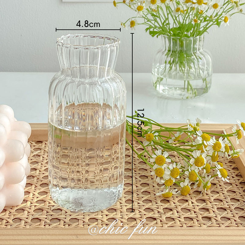 High Quality Borosilicate Glass Ribbed Vase and Storage Jar in Clear