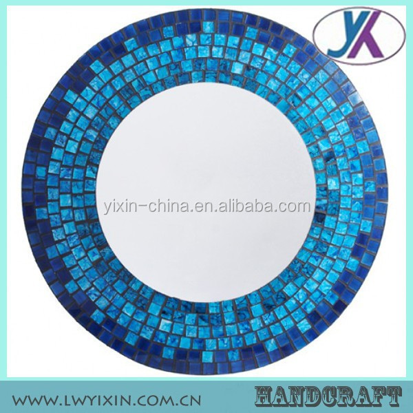 40-60cm mosaic resin round blue hand carved decorative wood mirror frame