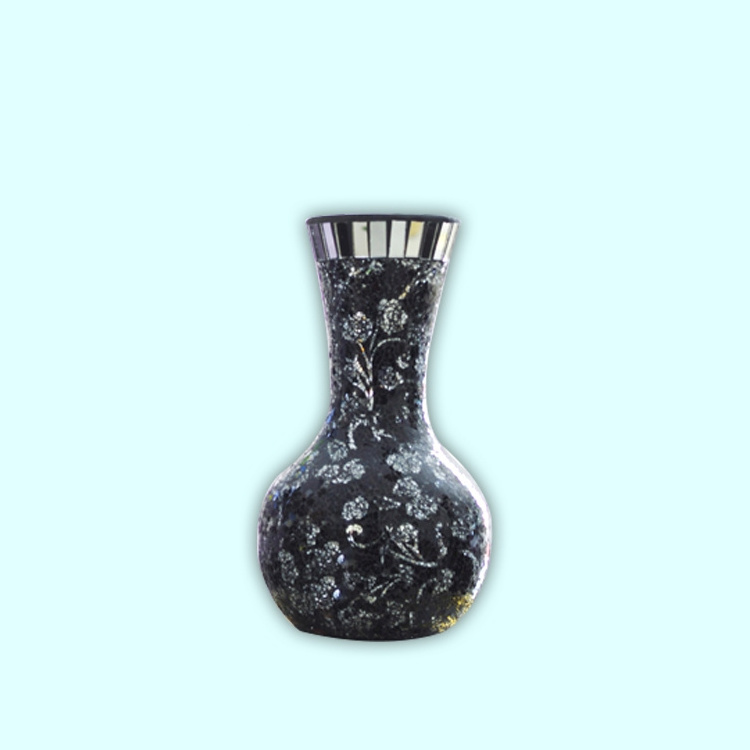 Black silver big piece mosaic glass vase home decor