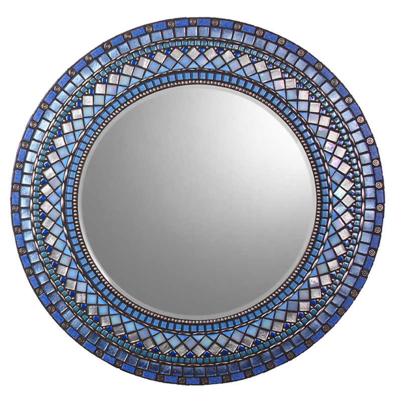 Home decorative glass tile mosaic antique round wall mirrors