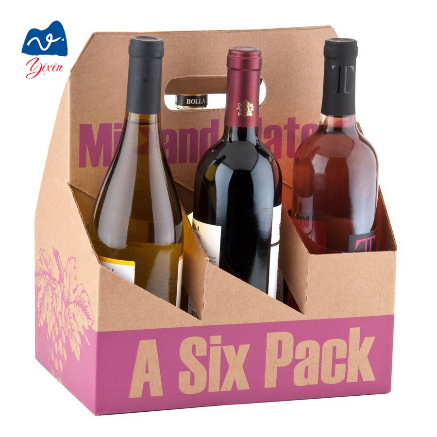 Dimension of 4 / 6 / 12 pack beer wine bottle packaging carton boxWine packing box