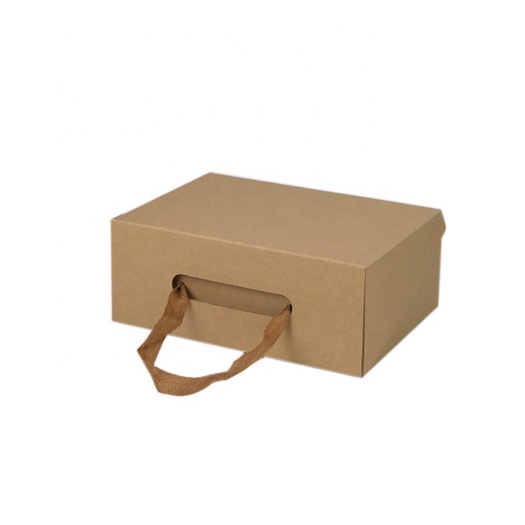 Latest Design Luxury Custom Logo Printing Empty Packaging Corrugated  Black Printed Shoe Box With Ribbon Handle