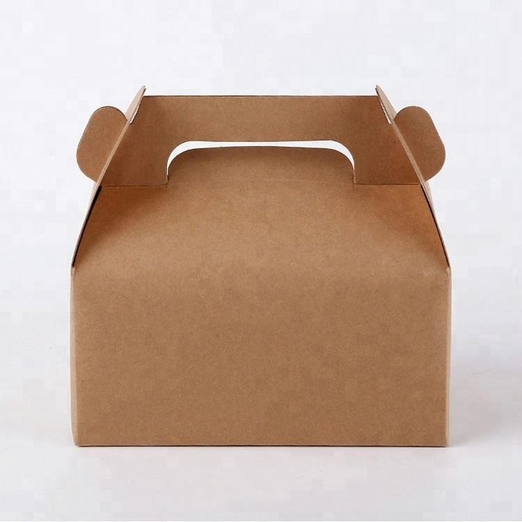 Custom Paper Gable Donut With Handle Food Packaging For Cake Box