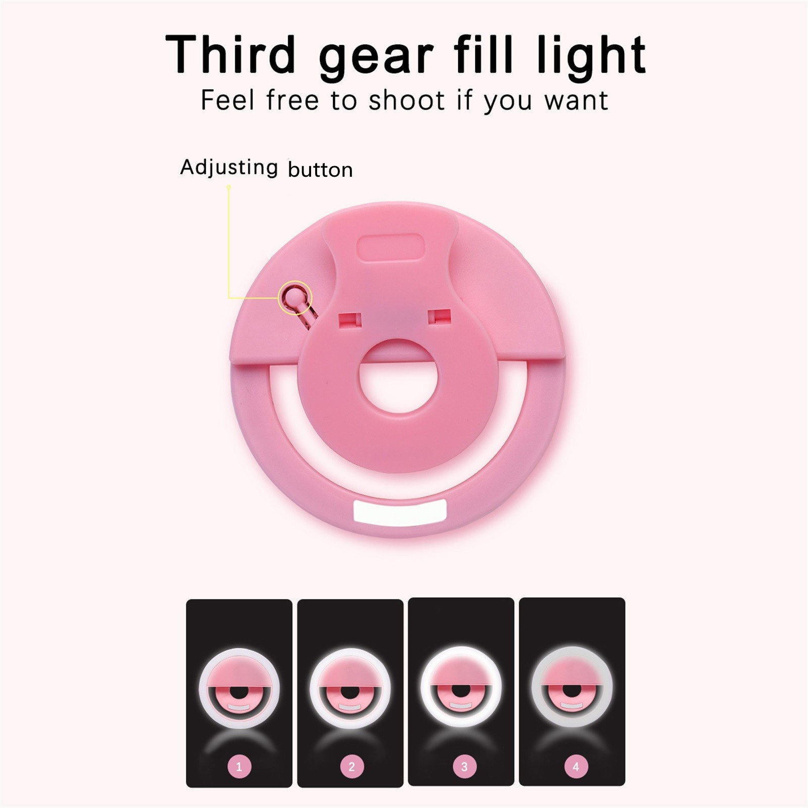 Mobile Phone Led Selfie Ring Light Clip On , Usb Rechargeable Circle Small Make Up Selfie Led Ring Light For Phone