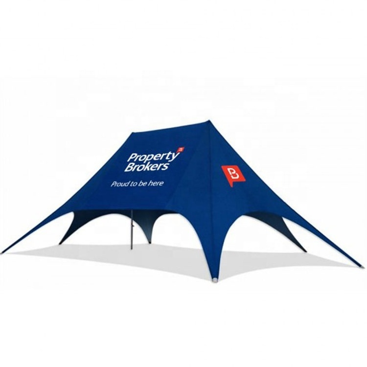 Advertising Custom Star Canopy Portable Twin Double Top 12x17m Two Pole Outdoor Event Super Large Spider Shape Tent Star Tent