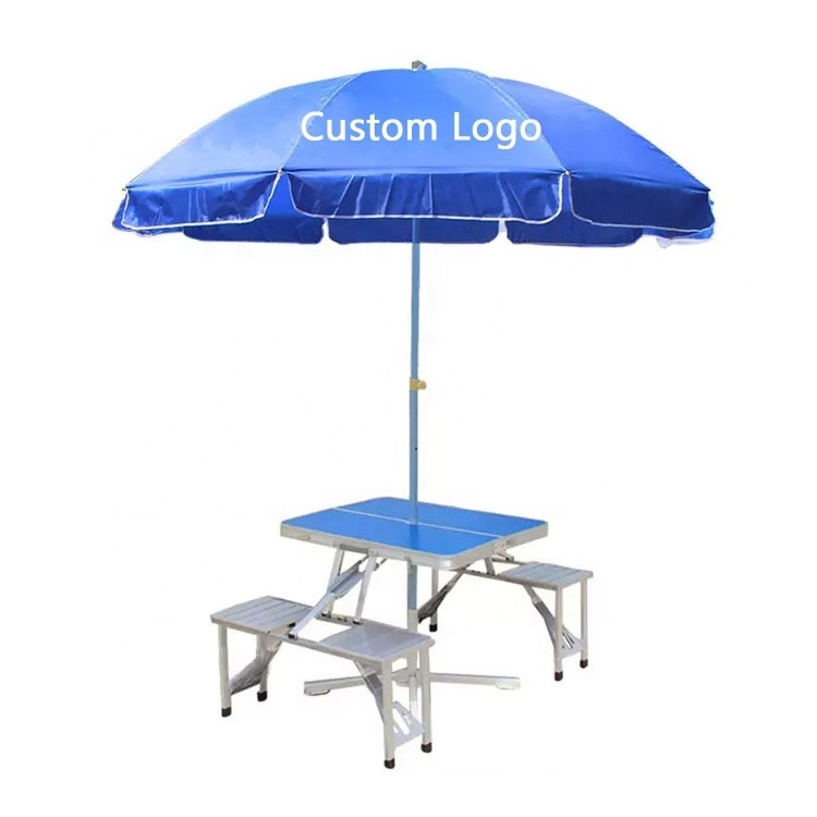 Wholesale Outdoor Promotional 8Ft Sun Umbrella With Base Portable Folding 8 Ft 10 Feet Custom Logo Printing Beach Umbrella