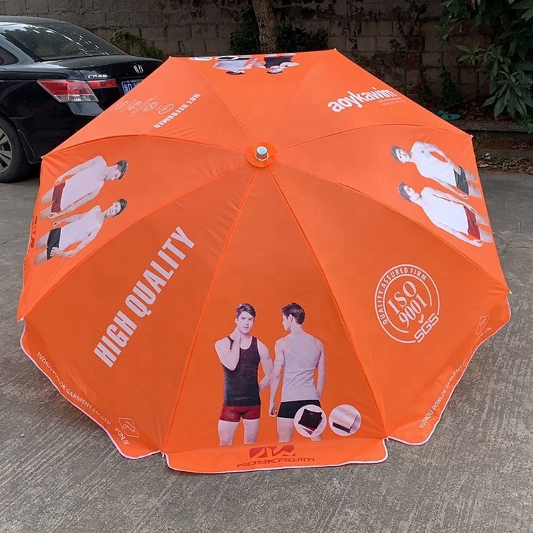 Selling Well Promotional Big Size Parasol Beach-Umbrella Wind Resistant Heavy Duty Manual Open Comercial Sun Umbrella For Beach