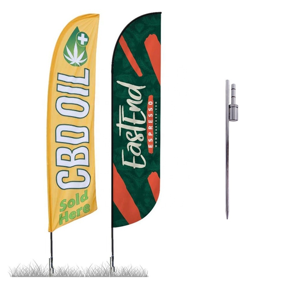 Flying Teardrop Beach Flag Open House Custom Print Feather Flag With Spike