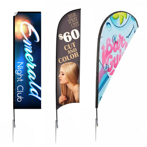 Flying Teardrop Beach Flag Open House Custom Print Feather Flag With Spike