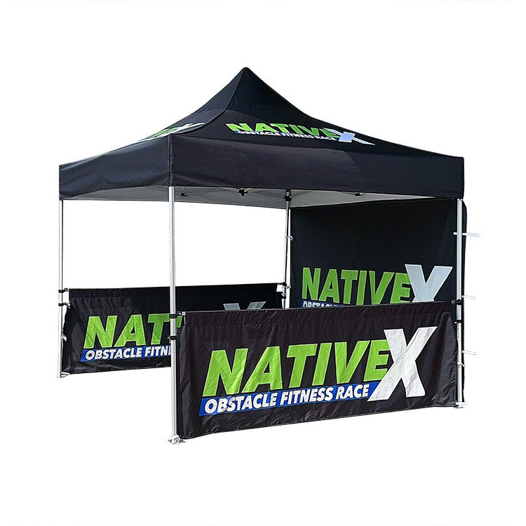 10X10 Ez Up Outdoor Marketing Vendor Gazebo Tent  With Sidewall Custom Print 40 mm Hexagonal 10 X 20 Pop Up Canopy Tent