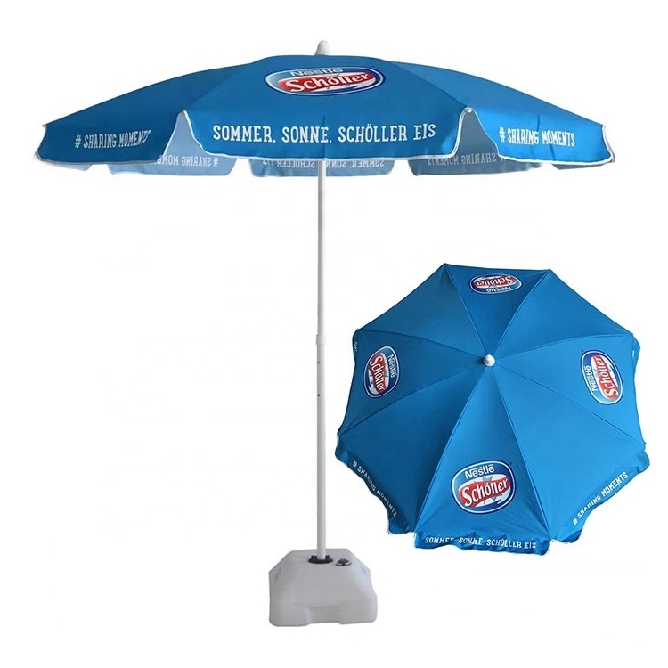 Big Size Custom Design Advertising Beach Umbrella Windproof 44/48/52/60 Inch Fiberglass Ribs Beach Umbrella