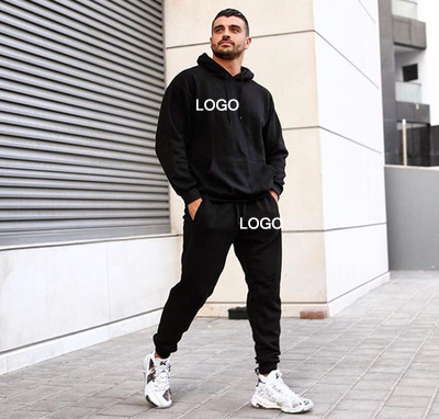 Wholesale Winter Custom logo Jogging Suits Plain Solid Color Hoodie Men Sweatersuit Tracksuit