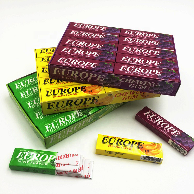 Halal cheap chewing gum mint banana grape private label Europe chewing gum