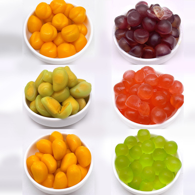 Peach Shape Peel Mango Peeled Grape Flavor Fruit Gummy Candy Wholesale