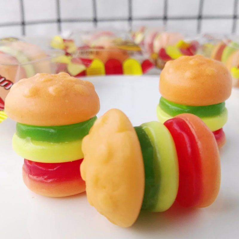 Yummy Hamburger Shaped Jelly Halal Candy Kosher Burger Gummy Candy