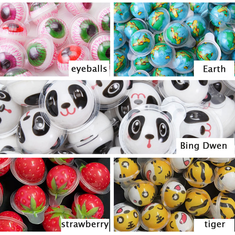 Custom cheap price cartoon ball shaped gummy candy soft ball candy with filling fruit Jam