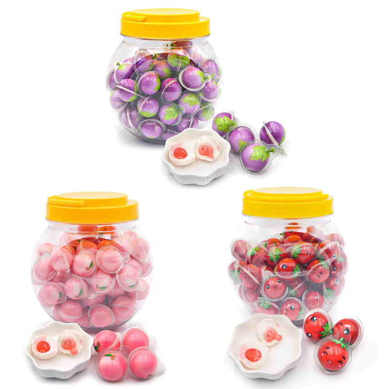 Custom cheap price cartoon ball shaped gummy candy soft ball candy with filling fruit Jam