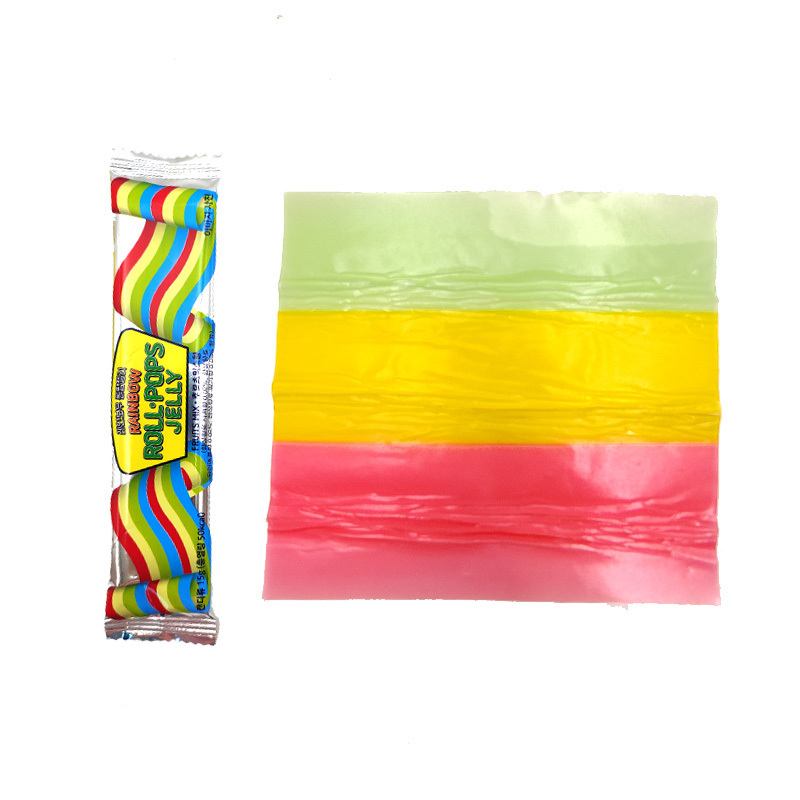 Custom Fruit Roll Up Mix Flavored Snacks Rainbow Jelly Fruit Roll Ups Gummy Candy