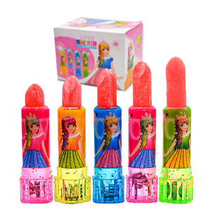 Halal Multiple Fruit Flavor Light Up Lighting Lipstick Lollipop Candy Toy Hard Candy