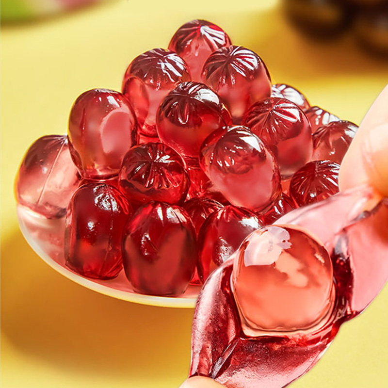 Peach Shape Peel Mango Peeled Grape Flavor Fruit Gummy Candy Wholesale