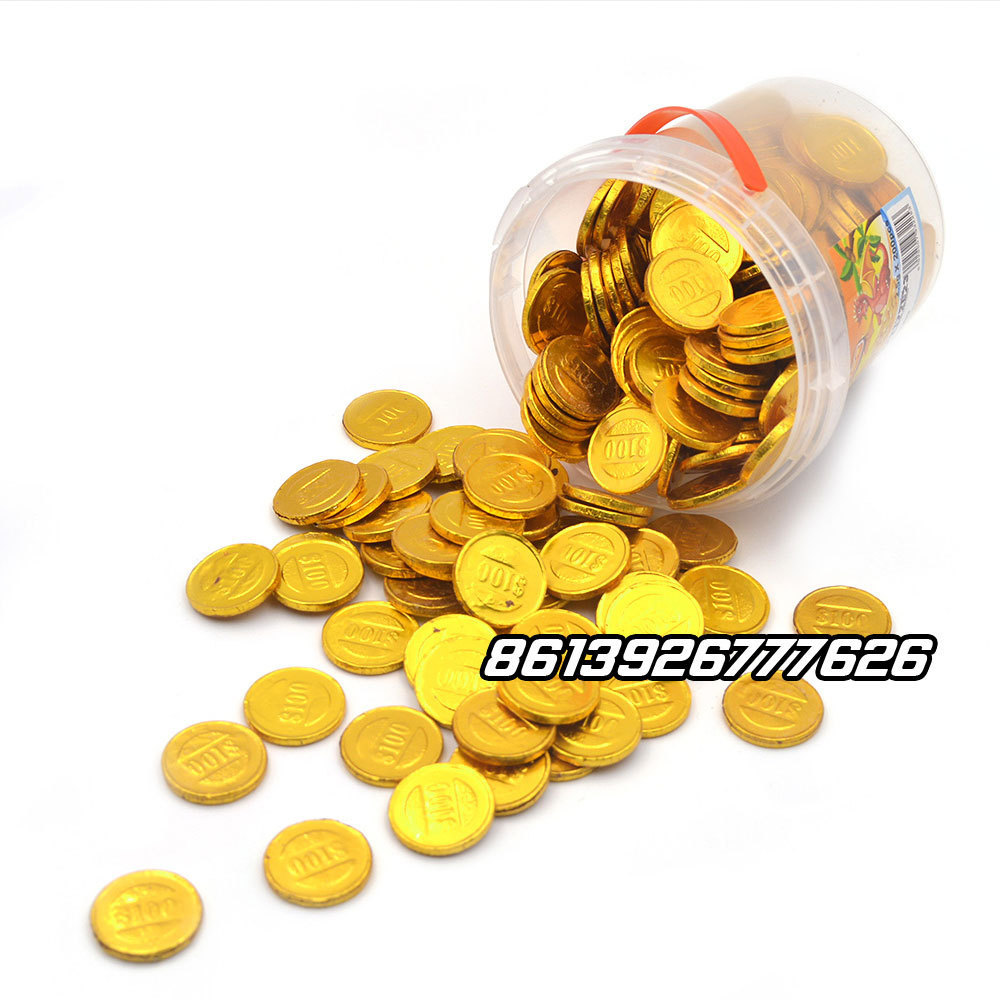 New Product 2022 Candy Choco Sweet Valentines Day Chocolate Coin Vegan Jar Round Chocolate Gold Coins