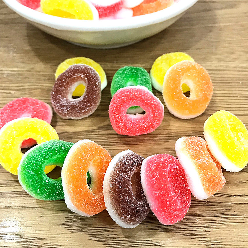 Bulk Donut Fruit Shaped Gummy Jelly Candies Halal Frooties Fruit Roll Chewy  Soft Candy Sweet Candy