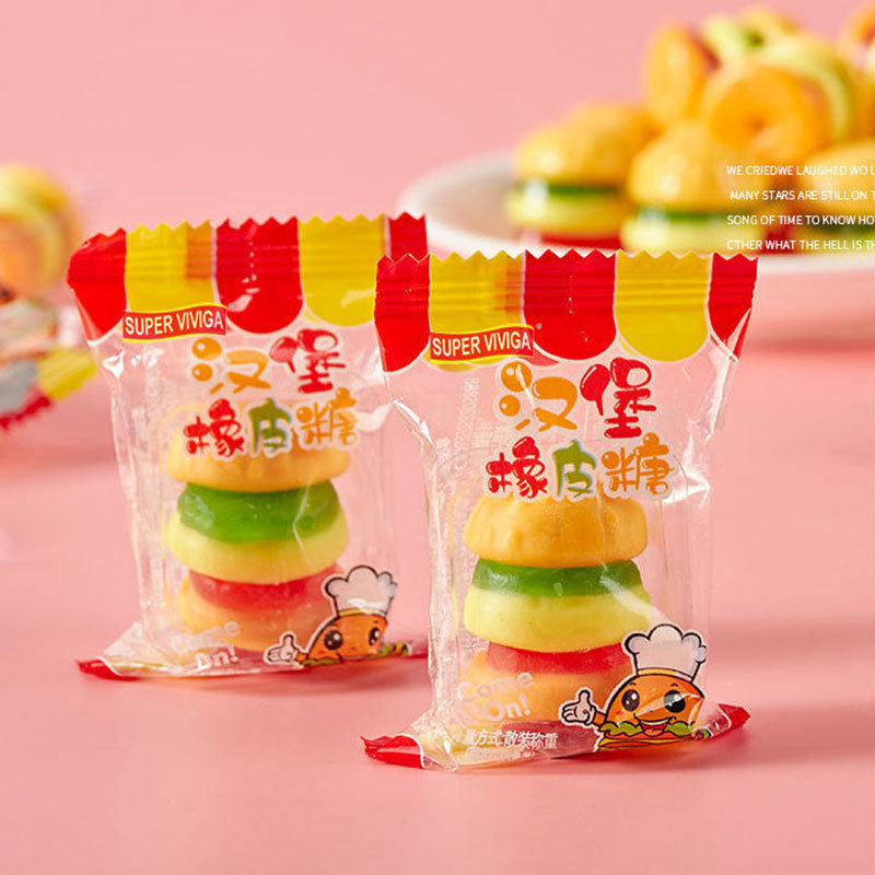 Yummy Hamburger Shaped Jelly Halal Candy Kosher Burger Gummy Candy