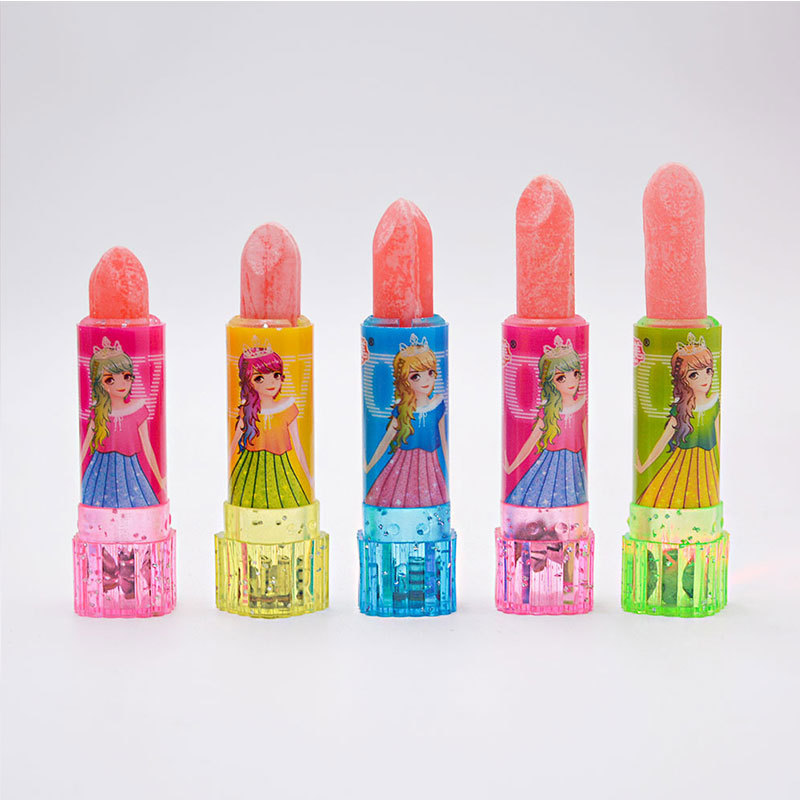 Halal Multiple Fruit Flavor Light Up Lighting Lipstick Lollipop Candy Toy Hard Candy