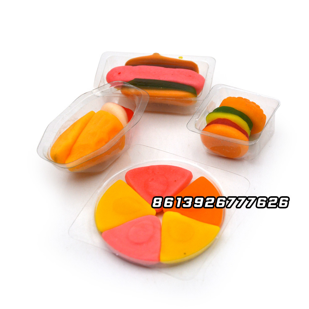 Halal Chewy Jelly Candy Mix Burger Pizzar Hotdog Ice Cream Shaped Fruity Flavor Gummy Candy